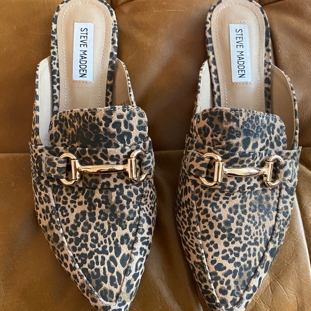 Steve Madden Leopard Mules , worn once, size 7.5